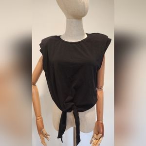 Front knot shoulder pad top